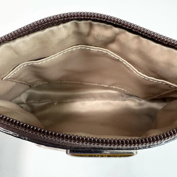 Coach Brown Signature Jacquard & Patent Leather Wristlet - Picture 3 of 6